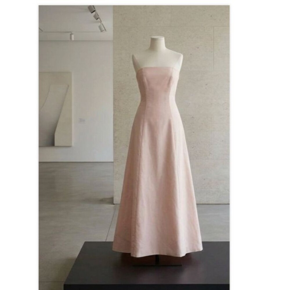 90s Pink Taffeta Strapless PRINCESS Empire ALine Dress Bridesmaid Guest S 6 M